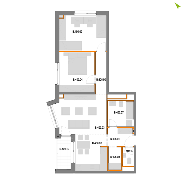 3-izbový byt B406, Novomestská