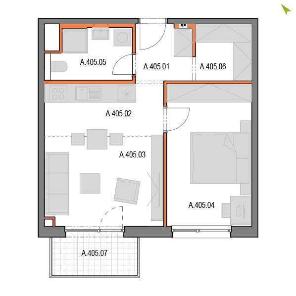 2-izbový byt A405, Novomestská