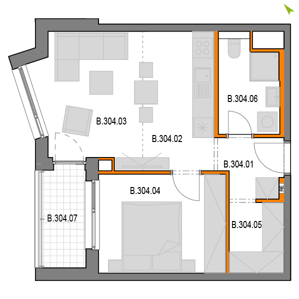 2-izbový byt B304, Novomestská