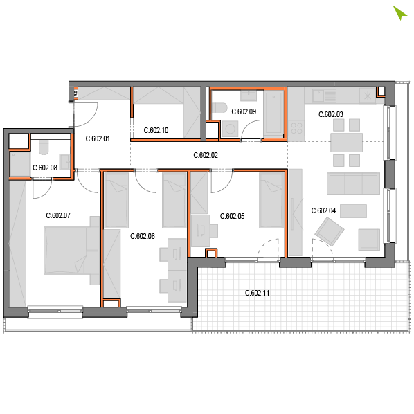 4-izbový byt C602, Novomestská