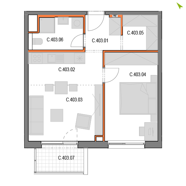 2-izbový byt C403, Novomestská