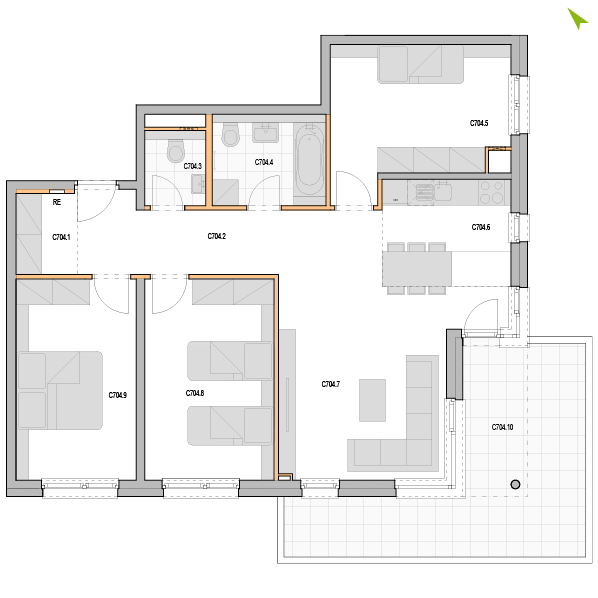 4-izbový byt C704, Kvetná
