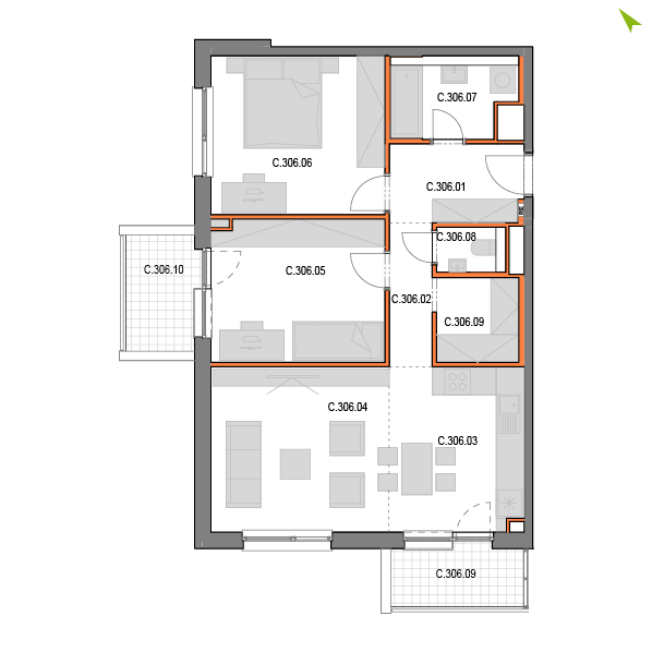 3-izbový byt C306, Novomestská