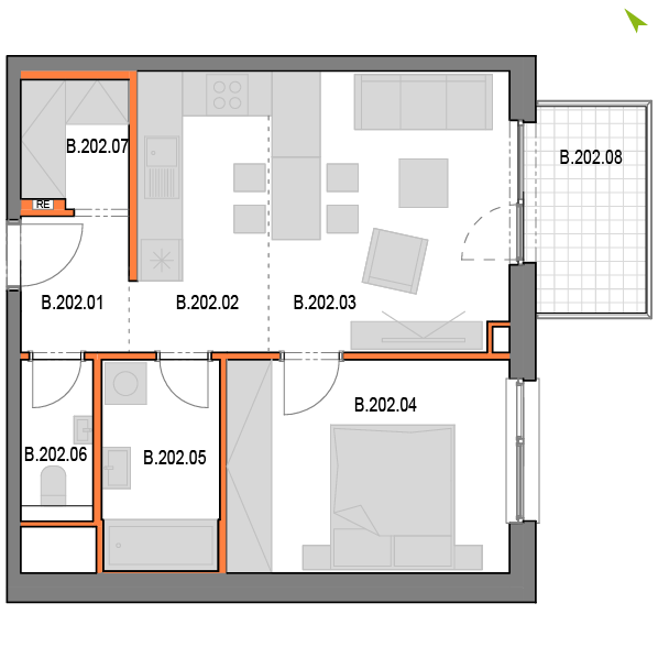 2-izbový byt B202, Novomestská