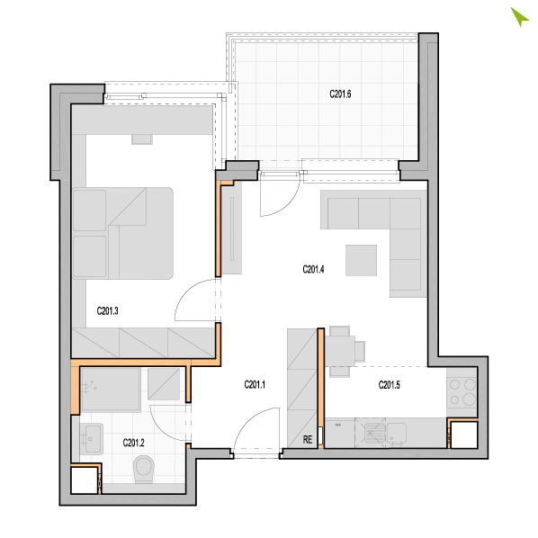 2-izbový byt C201, Kvetná