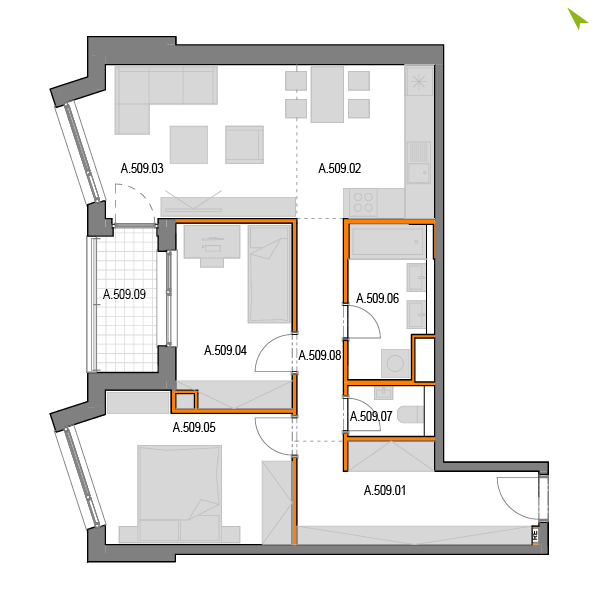 3-izbový byt A509, Novomestská