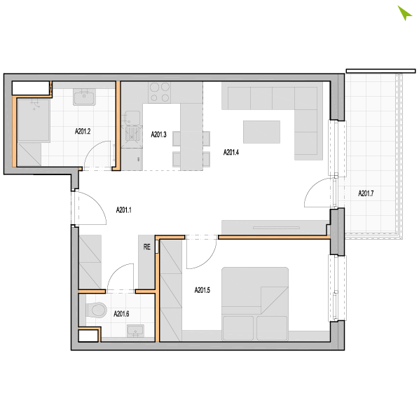2-izbový byt A201, Kvetná