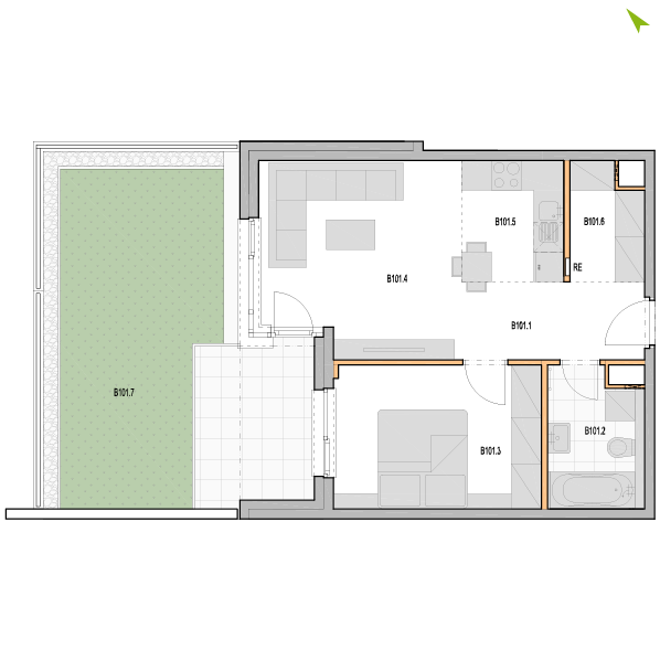 2-izbový byt B101, Kvetná
