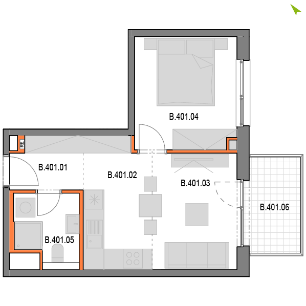 2-izbový byt B401, Novomestská