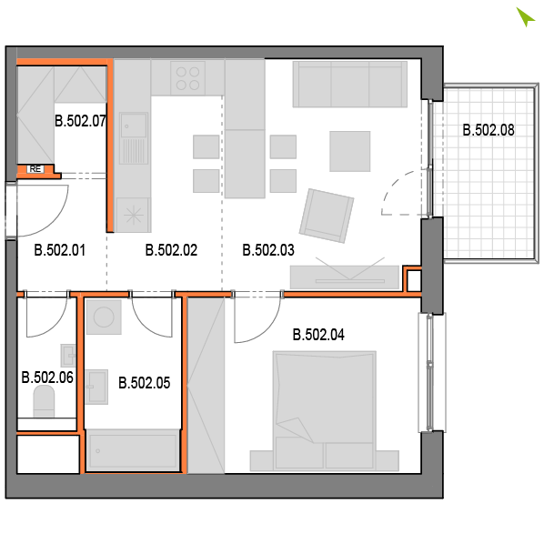 2-izbový byt B502, Novomestská
