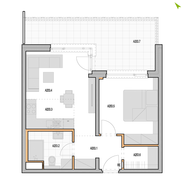 2-izbový byt A203, Kvetná