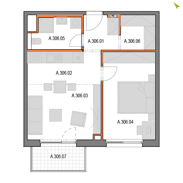 2-izbový byt A306, Novomestská