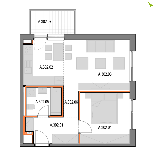 2-izbový byt A302, Novomestská