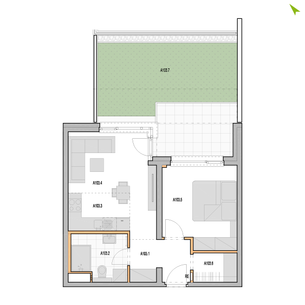 2-izbový byt A103, Kvetná