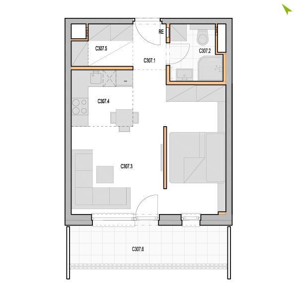 1.5-izbový byt C307, Kvetná