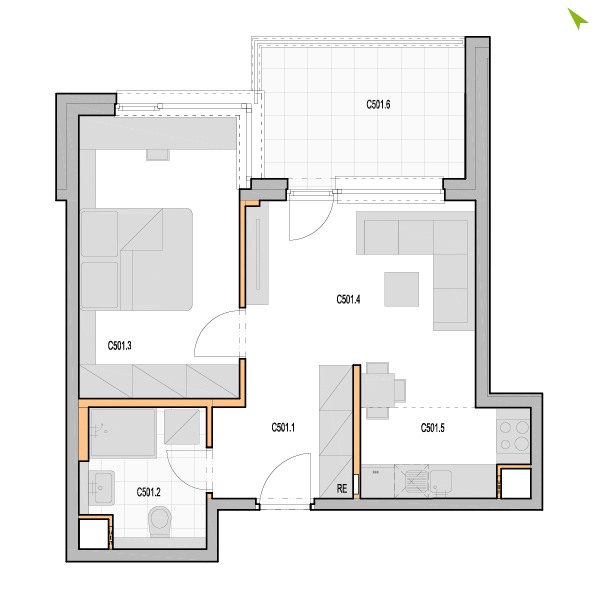 2-izbový byt C501, Kvetná