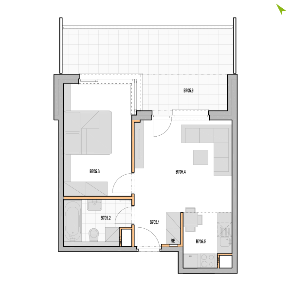 2-izbový byt B705, Kvetná