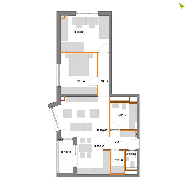 3-izbový byt B206, Novomestská