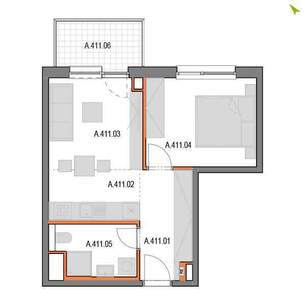 2-izbový byt A411, Novomestská
