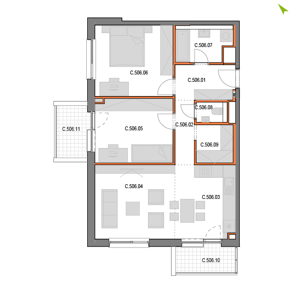 3-izbový byt C506, Novomestská