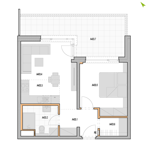2-izbový byt A403, Kvetná