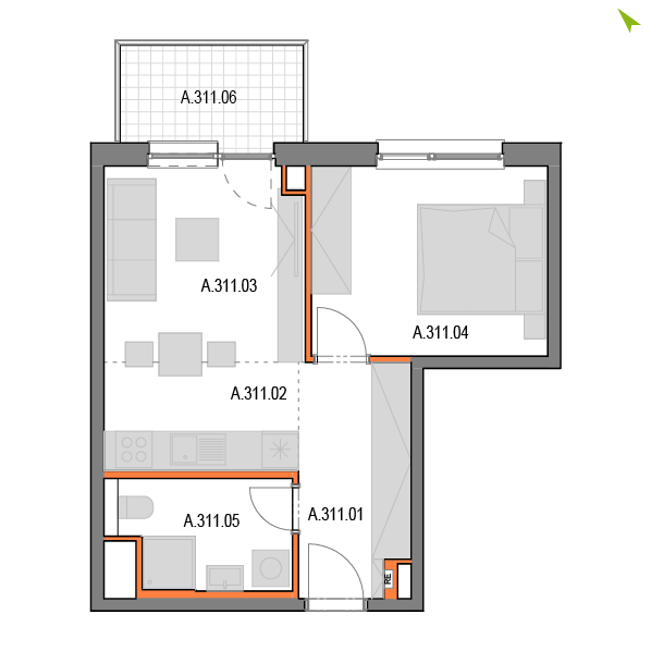 2-izbový byt A311, Novomestská