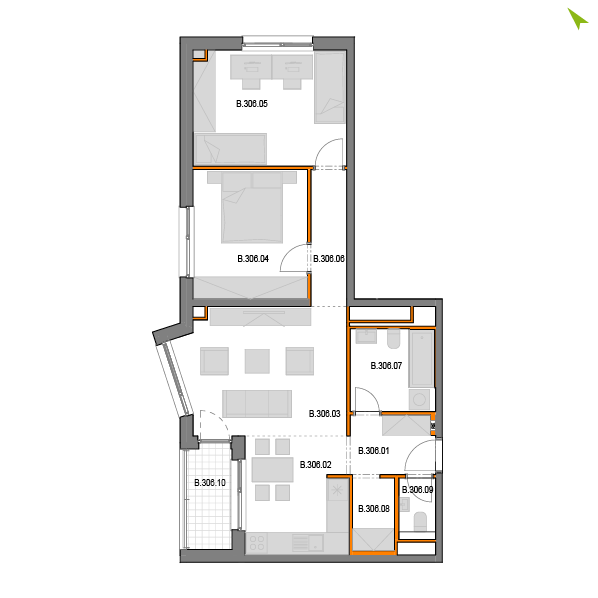 3-izbový byt B306, Novomestská