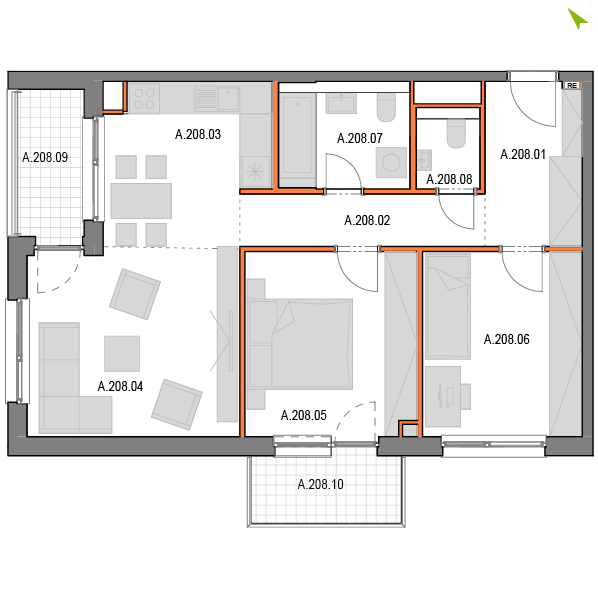 3-izbový byt A208, Novomestská