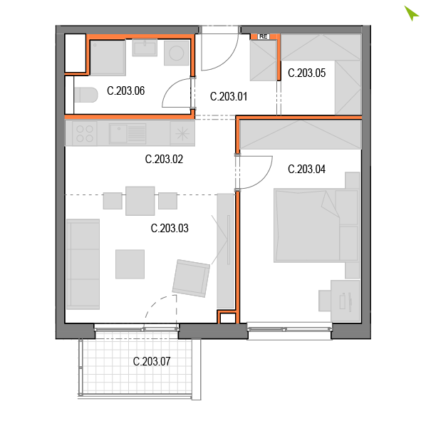 2-izbový byt C203, Novomestská