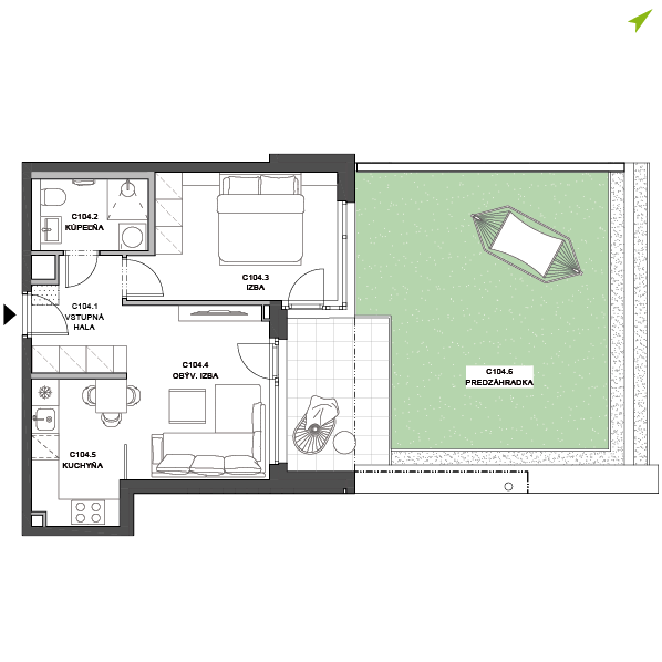 2-izbový byt C104, Lúčna