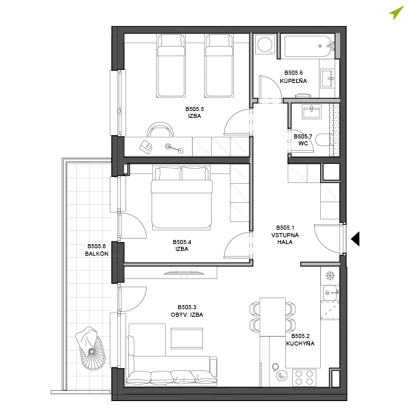 3-izbový byt B505, Lúčna