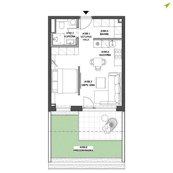1.5-izbový byt A105, Lúčna
