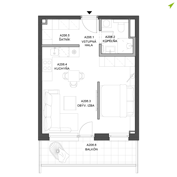 1.5-izbový byt A206, Lúčna