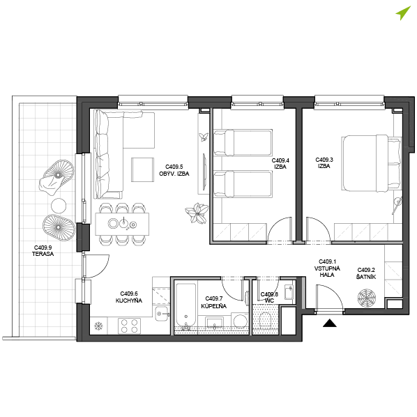 3-izbový byt C409, Lúčna