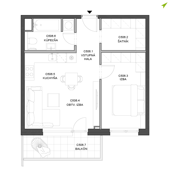 2-izbový byt C506, Lúčna