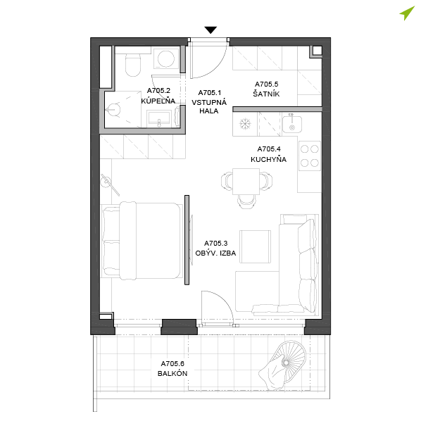 1.5-izbový byt A705, Lúčna