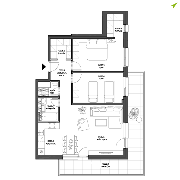 3-izbový byt C505, Lúčna