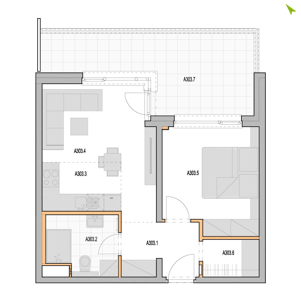 2-izbový byt A303, Kvetná