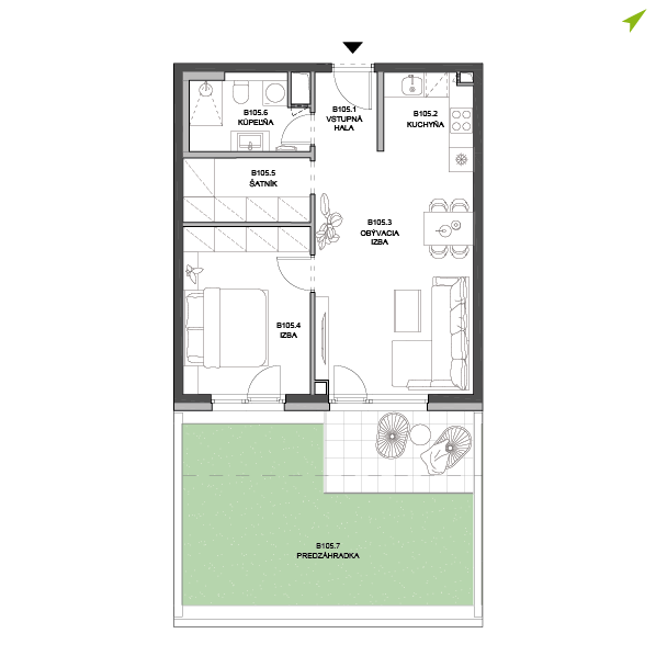 2-izbový byt B105, Stromová